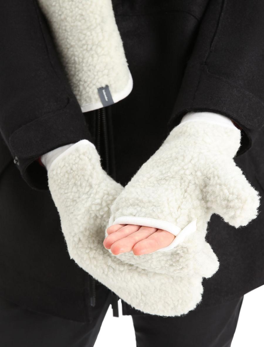 Icebreaker Unisex RealFleece™ Merino High Pile Mittens Férfi Kesztyű Fehér | HU 1054WNBY